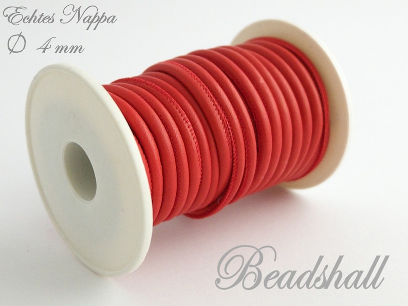 Basic price 1 m = 9.00 Euro50 cm leather strap Round 4 mm nappa leather red leather Cord
