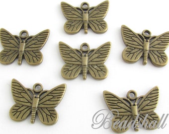 10 Charms Schmetterling bronzefarben Schmuckanhänger