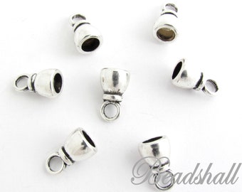 6 Endkappen für Bänder silberfarben 13 mm x 7,5 mm Bandendkappen