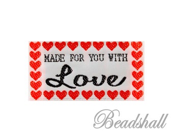 Ironing image label with hearts Made for you with love