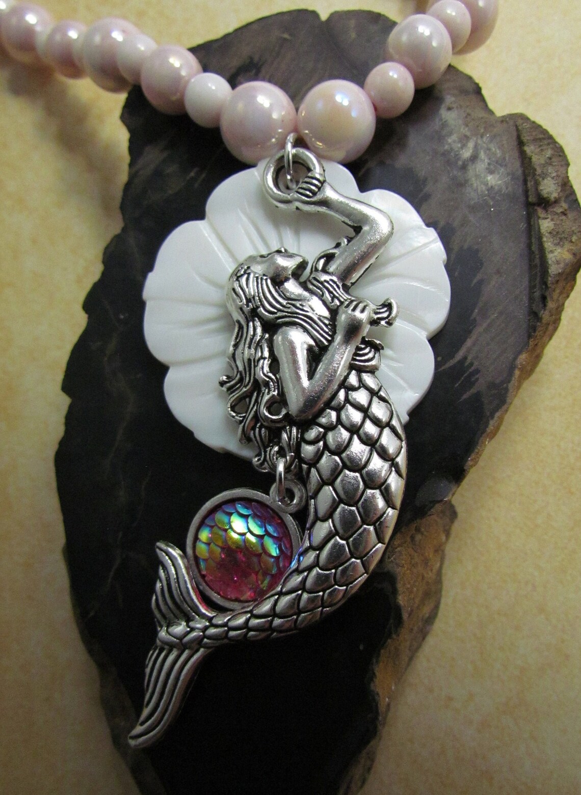 Beaded Mermaid Necklace Mermaid Jewelry for Women Mermaid Etsy