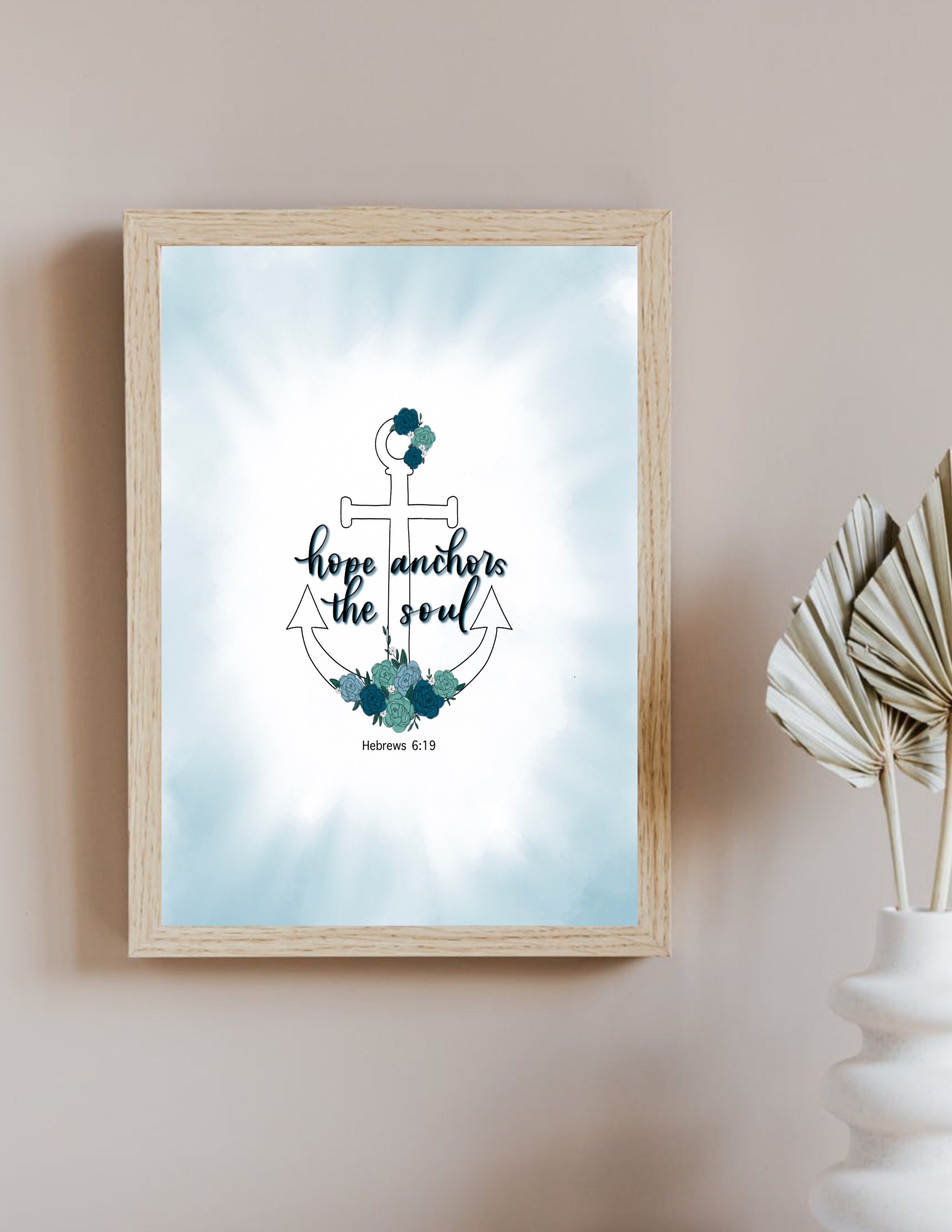 Hope Anchors the Soul Wall Art Scripture Art Printable Etsy