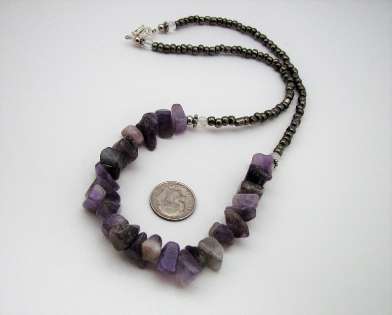 Gemstone Necklace Amethyst Necklace Purple and Black Etsy