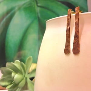 Copper Teardrop Earrings- Minimalist Hammered Copper Studs // Copper Statement Earrings