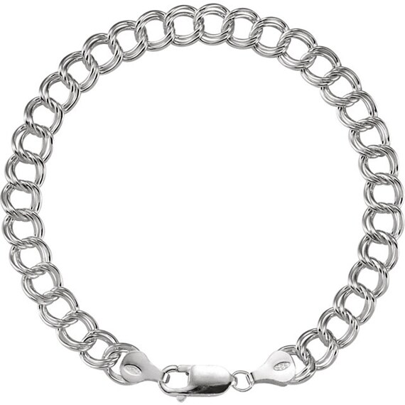 Large Link Sterling Silver Charm Bracelet Charm Bracelet | Etsy