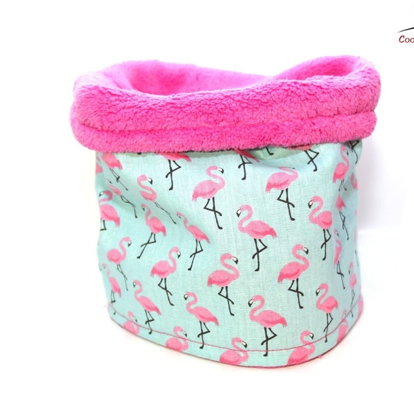 Kuschliger, warmer Loop für Hunde - Perfektes Accessoire für kalte Tage - Innenfutter Farbe nach Wahl - Motiv: Flamingo