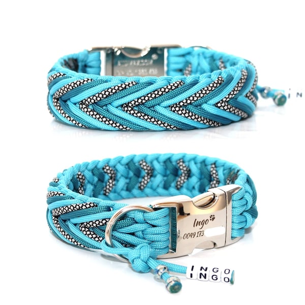 Paracord Halsband "Arrow", Hundehalsband mit Namensanhänger, wahlweise mit Gravur