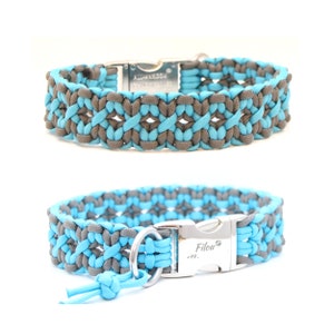 Flätat paracord hundhalsband, anpassningsbart med gravyr, olika stängningar tillgängliga, mönster: Fyrkantigt