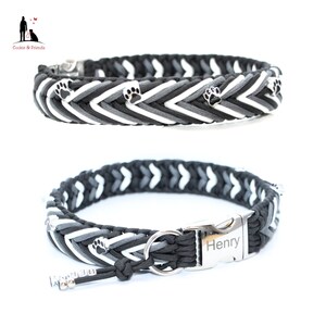 Paracord collar &quot;Arrow&quot;, dog collar with motif beads and name tag, optionally with engraving