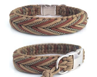 Braided dog collar made of paracord, optionally personalized with engraving, different clasps to choose from, pattern: Arrow