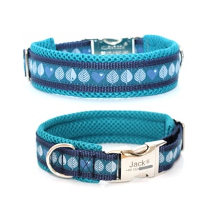Collar "Woods- Turquoise/Dark Blue", dog collar,collar dog