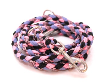 Dog leash braided from paracord, stable and durable, different lengths and carabiners selectable, adjustable, pattern: maxi