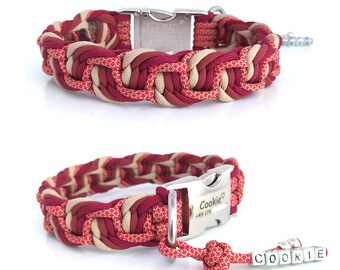 Paracord collar with name tag, can be personalized with engraving, different clasps can be selected, stable and durable, pattern: dance