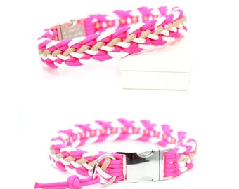 Dog collar braided from paracord. Stable and durable! Personalized with engraving on request. Type: Floating Colors