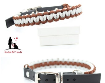 Paracord Halsband für kleine Hunde. Stabil, langlebig und perfekt für deinen Hund! Auf Wunsch personalisiert mit Gravur. Muster: Cobra