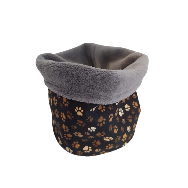 Dog loop with paw motif, dog scarf, cuddly soft and wonderfully warm, motif: brown paws - grey