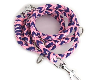 Dog leash braided from paracord, adjustable, different lengths and carabiners selectable, stable and durable. Pattern: Arrow