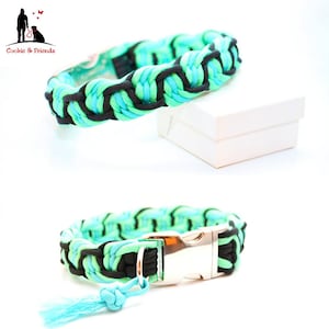 Coleira para cachorro em paracord personalizável. Estável e durável, opcionalmente com gravação, diferentes fechos possíveis, tipo: Dance