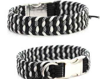 Premium dog collar for stylish four-legged friends, braided from paracord, different fasteners can be selected, can be personalized, type: color frenzy