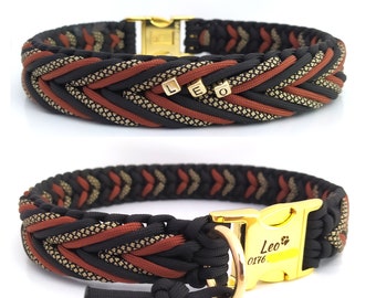 Brown paracord collar, braided dog collar, optional with different clasps, customizable, pattern: Arrow