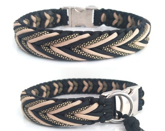 Premium dog collar for stylish four-legged friends, braided from paracord, different locks to choose from, personalizable, Art: Arrow