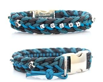 Paracord Collar - Floating Colors, dog collar, with names and paw beads, optionally with engraving