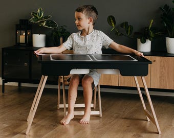 Kids Sensory Table: Birch Plywood Activity Table with Lids
