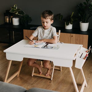 Kids Sensory Table: Birch Plywood Activity Table with Lids