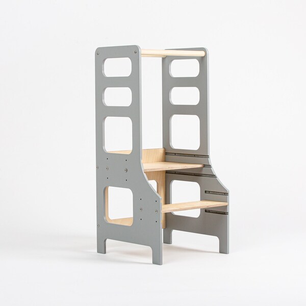 Kitchen tower, Adjustable toddler stool, Kid step stool, Montessori kitchen tower, Adjustable tower, Montessori furniture,