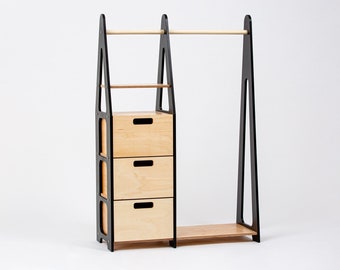 Kindergarderobe Montessori Kleiderständer Holz Kleiderständer Holzrahmenständer Kleinkind Kleiderschrank Kleiderständer mit Schubladen Kindermöbel