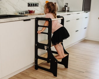 Étagère de cuisine transformable, Étagère de cuisine pliable, Tabouret d'apprentissage Montessori, Étagère pour tout-petits, Tabouret d'apprentissage pour tout-petits, Table,