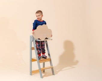 Foldable kitchen tower, Kitchen stool, Kitchen tower, Montessori learning stool, Toddler tower, Toddler learning stool, Table,