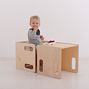 FREE DELIVERY! Kids cube chair, Montessori cube chair, Weaning table and chair, Adjustable cube chair, Kids chair, Wooden table and chair