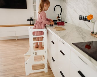 Étagère de cuisine transformable, Étagère de cuisine pliable, Tabouret d'apprentissage Montessori, Étagère pour tout-petits, Tabouret d'apprentissage pour tout-petits, Table,