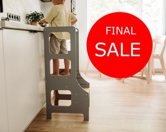 Kitchen tower, Adjustable toddler stool, Kid step stool, Montessori kitchen tower, Adjustable tower, Montessori furniture,