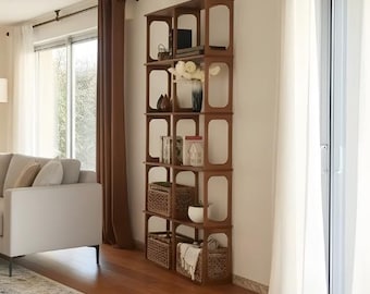 Mid-Century modern shelf, Wooden Bookshelf, Bookcase, ZigZag Bookshelf, Wall shelf, Wood shelf, mcm shelf