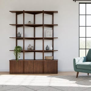 Middeleeuwse moderne houten boekenplank zigzagplank MCM boekenkast massief houten plank