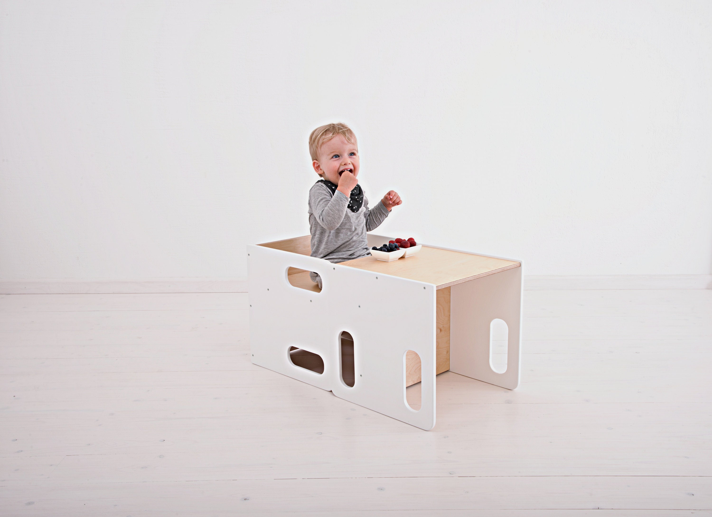 Montessori Cube Chair Set, White Baltic Birch, Weaning Table - Etsy