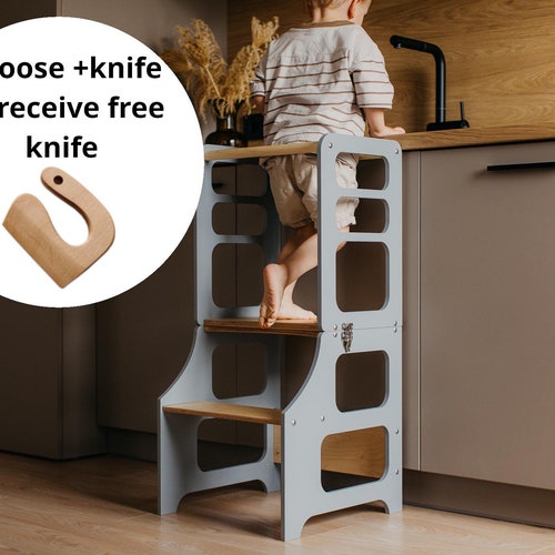 Transformable kitchen tower, Kitchen tower, Foldable kitchen tower, Montessori learning stool, Toddler tower, Toddler learning stool, Table,