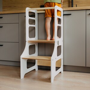 Foldable Kitchen Tower, Montessori Learning Stool, Baltic Birch image 4