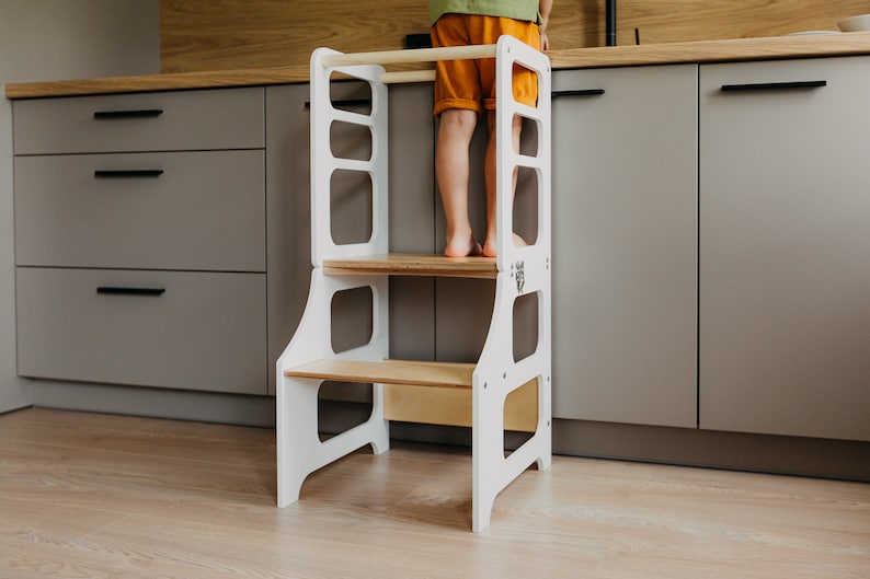 Foldable Kitchen Tower, Montessori Learning Stool, Baltic Birch image 4