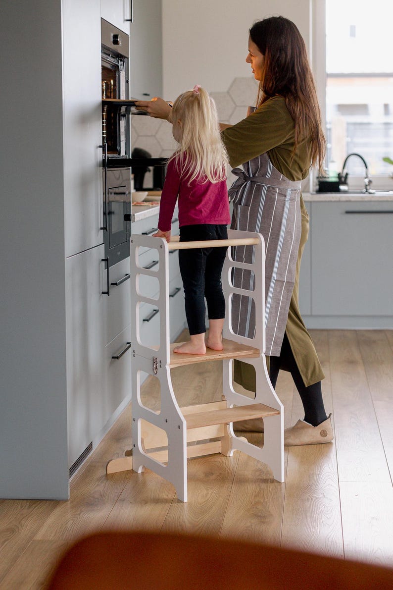 Foldable Kitchen Tower, Montessori Learning Stool, Baltic Birch image 5