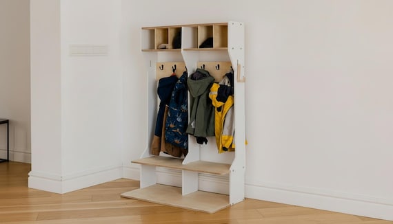 Wooden Toddler Wardrobe: Children's Outwear Clothing Rack Meuble Enfant Kindergarderobe