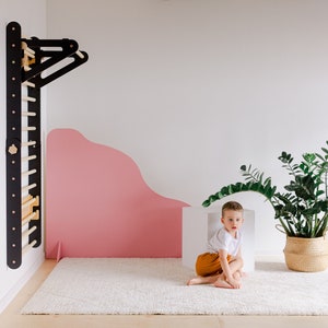 Climbing triangle wall set with slide, gymnastic wall with pullup bar and slid, Montessori triangle, Foldable triangle, Play station. image 7