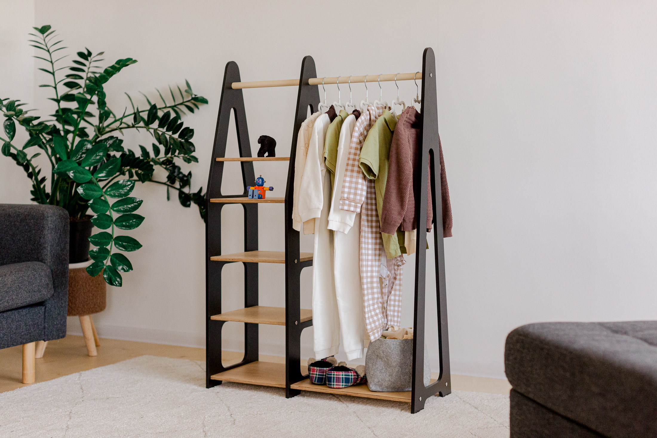 Penderie pour enfants Penderie Montessori Penderie en bois Penderie avec cadre en bois Penderie pour tout-petits Penderie avec tiroirs Meubles pour en