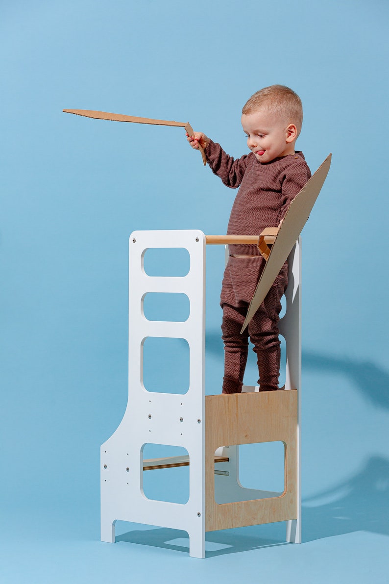 Adjustable kitchen tower, toddler tower, kids kitchen tower, step stool, desk, slide, Montessori furniture, kitchen stool image 8