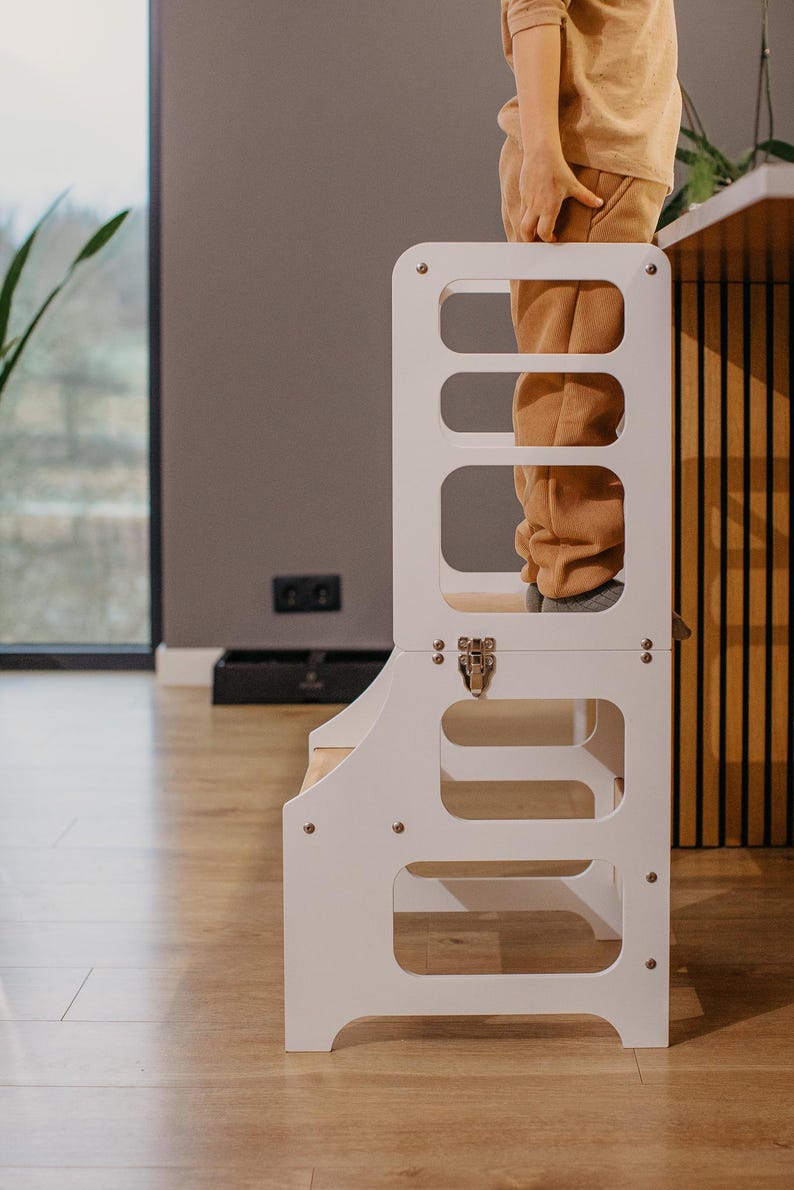 Foldable Kitchen Tower, Montessori Learning Stool, Baltic Birch image 1