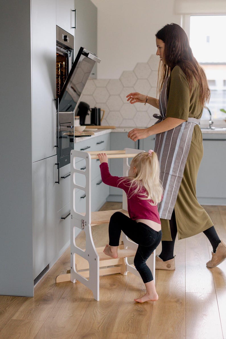 Foldable Kitchen Tower, Montessori Learning Stool, Baltic Birch image 3