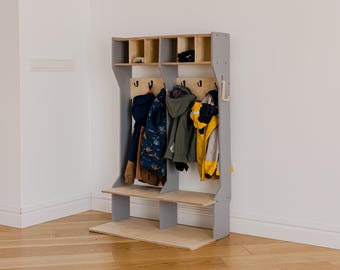 Wooden Toddler Wardrobe: Children's Outwear Clothing Rack Meuble Enfant Kindergarderobe