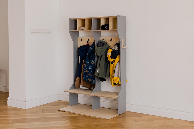 Trägarderob för småbarn: Klädställ för barnkläder Meuble Enfant Kindergarderobe bild 8
